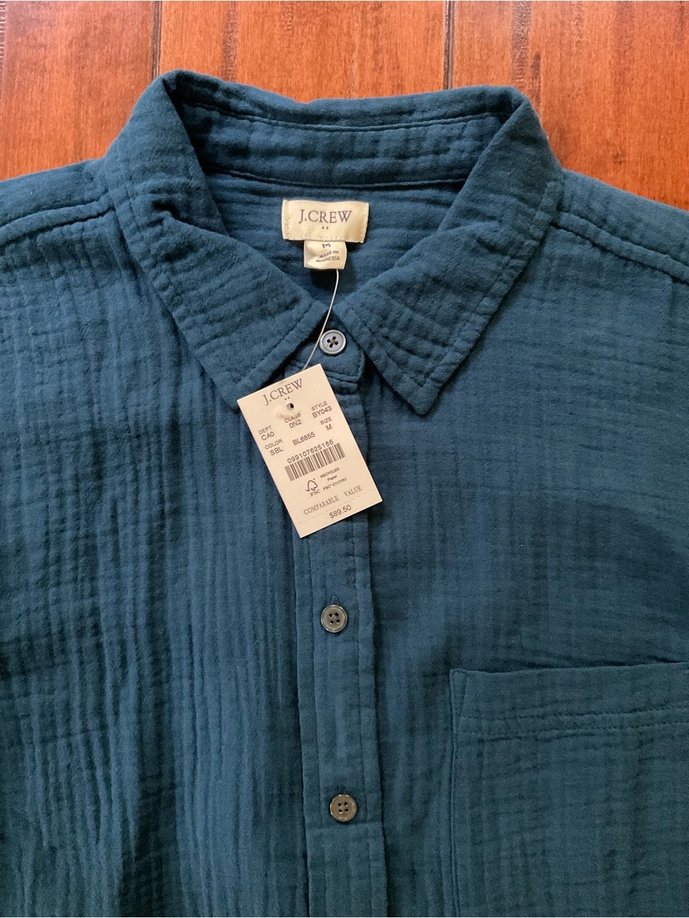 J. Crew Deep Sapphire Blue Gauze Button-Up - Picture 2 of 2